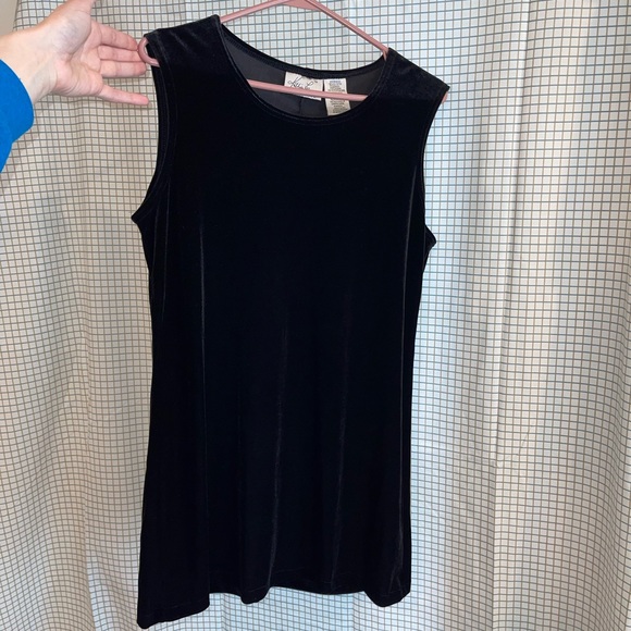 90s Kathie Lee Collection Medium Black Velour Mini Dress - Picture 3 of 8